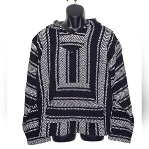 Yankee Forge Men’s Baja Hoodie – Black & Grey Woven Pullover Size XL